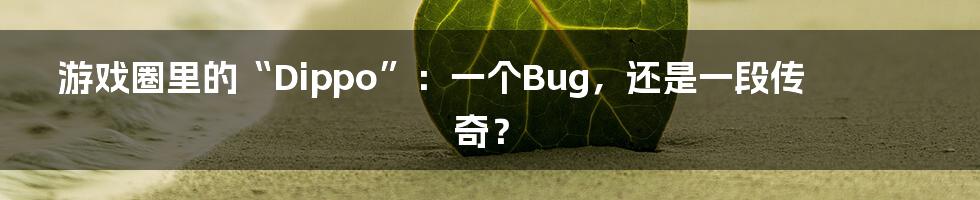 游戏圈里的“Dippo”:一个Bug,还是一段传奇?