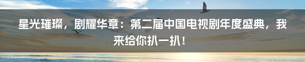 星光璀璨，剧耀华章：第二届中国电视剧年度盛典，我来给你扒一扒！