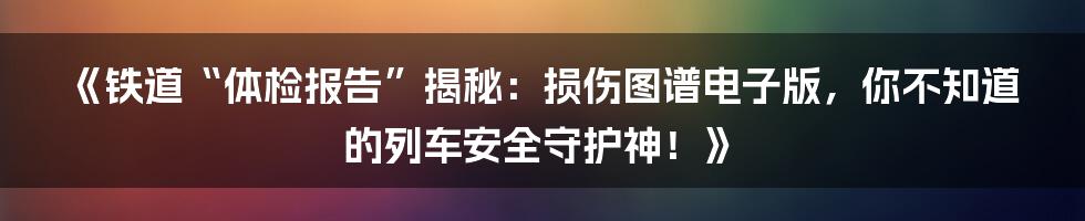 《铁道“体检报告”揭秘：损伤图谱电子版，你不知道的列车安全守护神！》