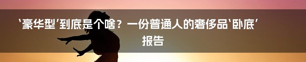 ‘豪华型’到底是个啥？一份普通人的奢侈品‘卧底’报告