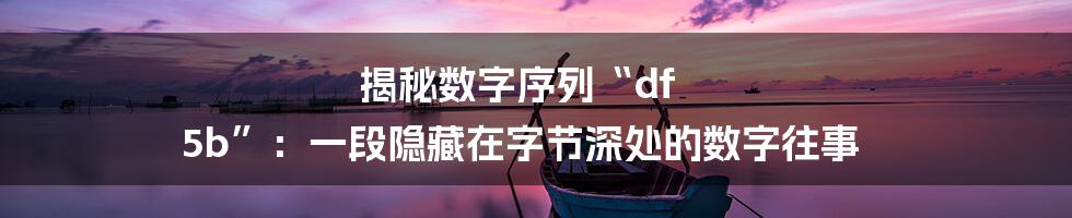 揭秘数字序列“df 5b”：一段隐藏在字节深处的数字往事