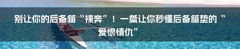 别让你的后备箱“裸奔”！一篇让你秒懂后备箱垫的“爱恨情仇”