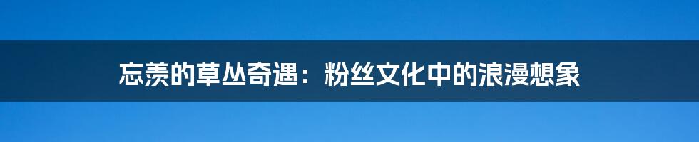 忘羡的草丛奇遇:粉丝文化中的浪漫想象