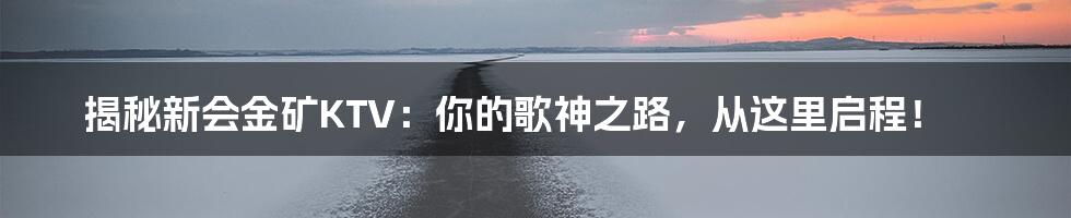 揭秘新会金矿KTV：你的歌神之路，从这里启程！