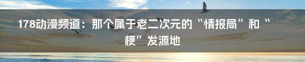 178动漫频道：那个属于老二次元的“情报局”和“梗”发源地