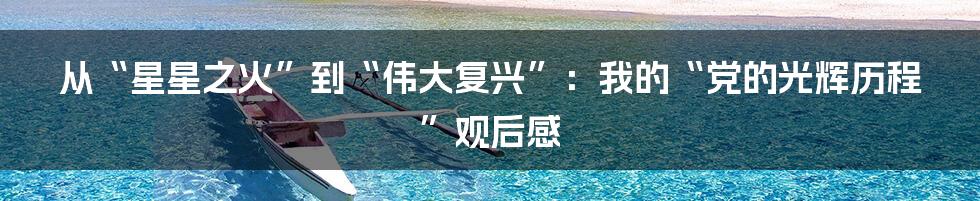 从“星星之火”到“伟大复兴”：我的“党的光辉历程”观后感