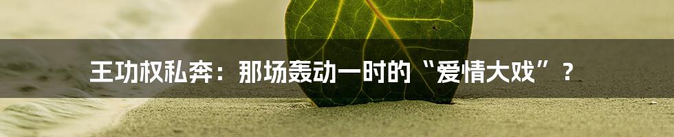 王功权私奔：那场轰动一时的“爱情大戏”？