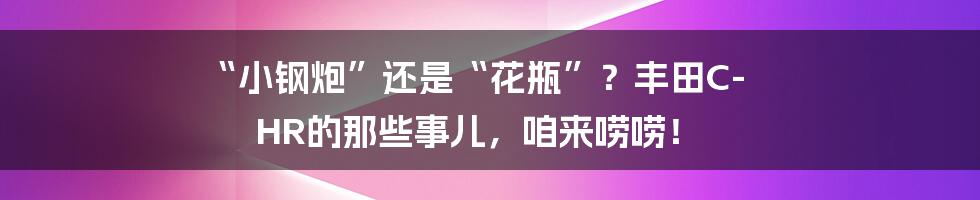 “小钢炮”还是“花瓶”？丰田C-HR的那些事儿，咱来唠唠！