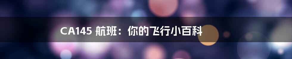 CA145 航班：你的飞行小百科