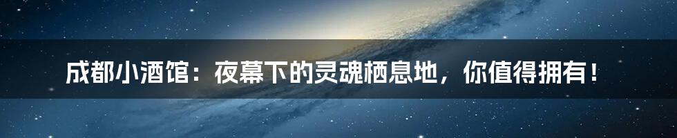 成都小酒馆：夜幕下的灵魂栖息地，你值得拥有！
