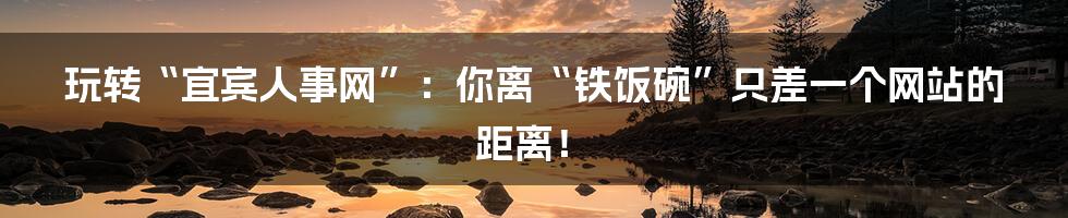 玩转“宜宾人事网”：你离“铁饭碗”只差一个网站的距离！