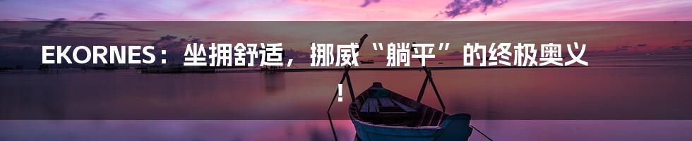 EKORNES：坐拥舒适，挪威“躺平”的终极奥义！
