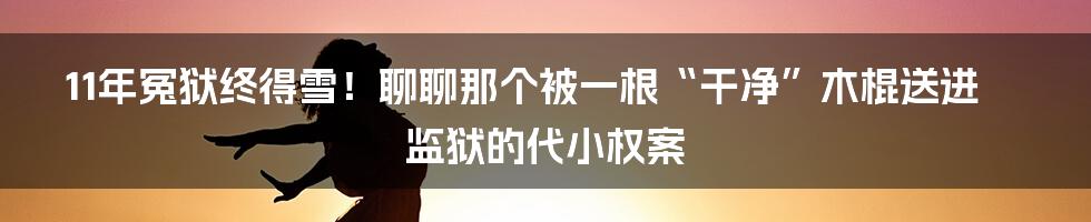 11年冤狱终得雪！聊聊那个被一根“干净”木棍送进监狱的代小权案