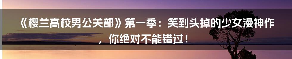 《樱兰高校男公关部》第一季：笑到头掉的少女漫神作，你绝对不能错过！