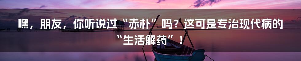 嘿，朋友，你听说过“赤朴”吗？这可是专治现代病的“生活解药”！