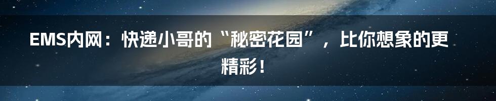 EMS内网:快递小哥的“秘密花园”,比你想象的更精彩!