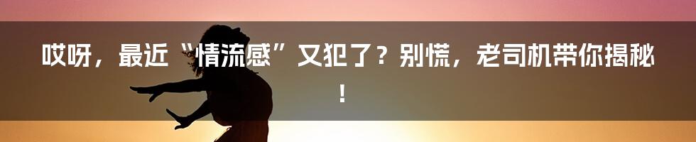 哎呀，最近“情流感”又犯了？别慌，老司机带你揭秘！