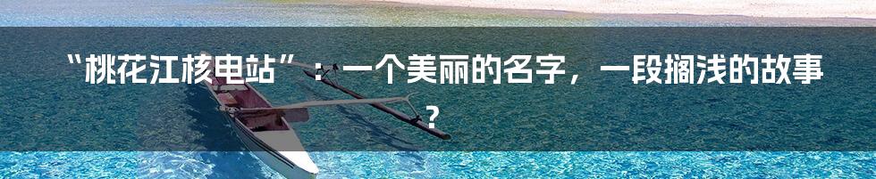 “桃花江核电站”：一个美丽的名字，一段搁浅的故事？