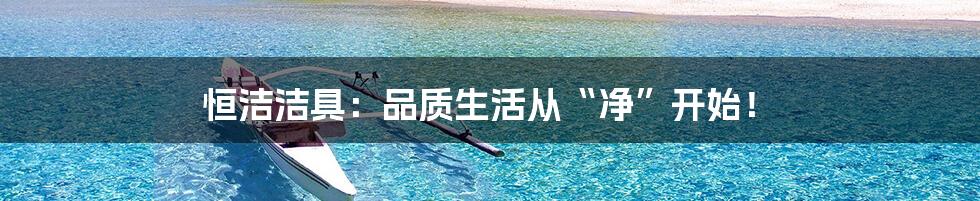 恒洁洁具：品质生活从“净”开始！