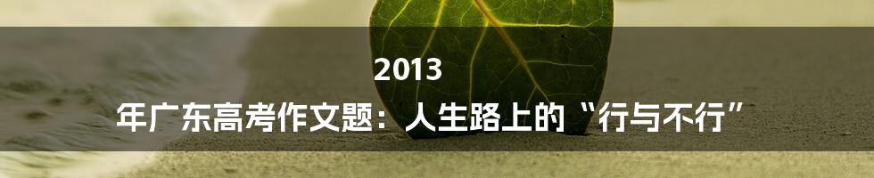 2013 年广东高考作文题：人生路上的“行与不行”