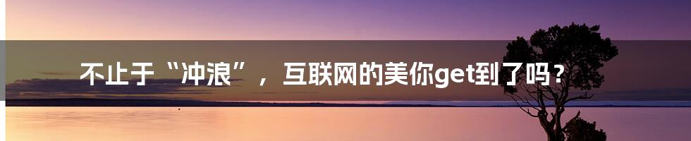 不止于“冲浪”，互联网的美你get到了吗？
