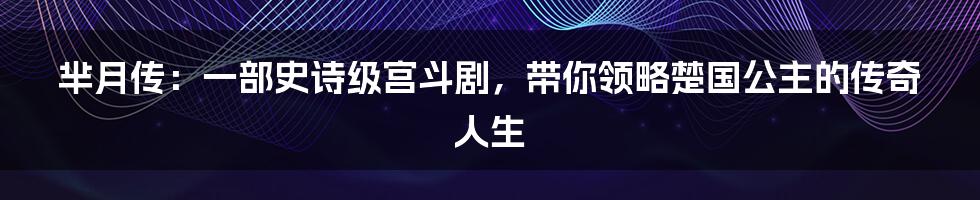 芈月传：一部史诗级宫斗剧，带你领略楚国公主的传奇人生