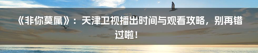 《非你莫属》：天津卫视播出时间与观看攻略，别再错过啦！