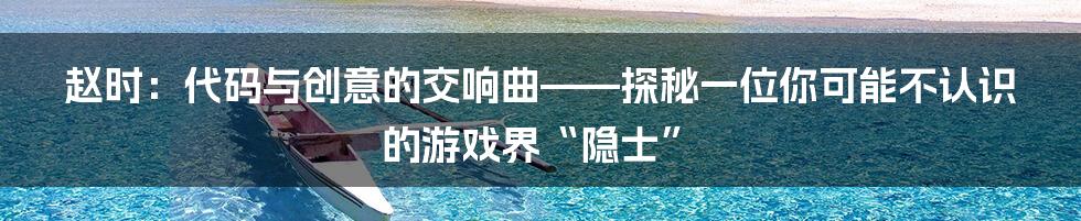赵时：代码与创意的交响曲——探秘一位你可能不认识的游戏界“隐士”