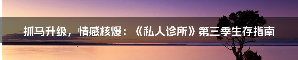 抓马升级，情感核爆：《私人诊所》第三季生存指南