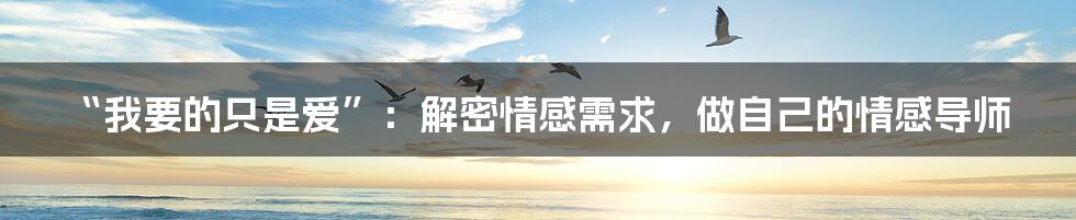 “我要的只是爱”：解密情感需求，做自己的情感导师