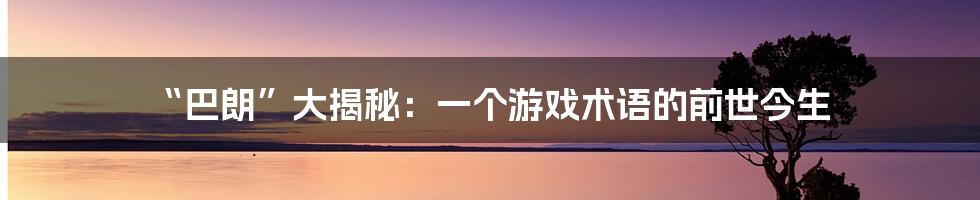 “巴朗”大揭秘：一个游戏术语的前世今生