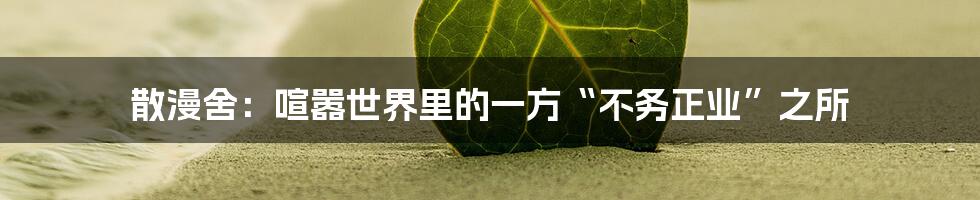 散漫舍：喧嚣世界里的一方“不务正业”之所