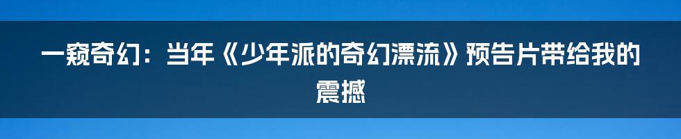 一窥奇幻:当年《少年派的奇幻漂流》预告片带给我的震撼
