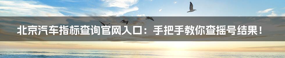 北京汽车指标查询官网入口：手把手教你查摇号结果！