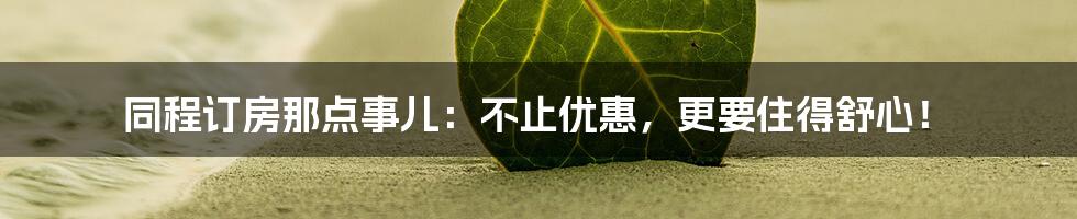 同程订房那点事儿：不止优惠，更要住得舒心！