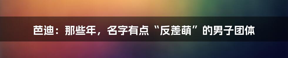 芭迪:那些年,名字有点“反差萌”的男子团体