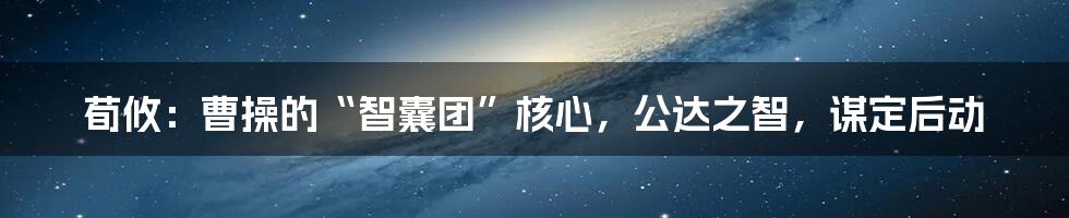 荀攸：曹操的“智囊团”核心，公达之智，谋定后动