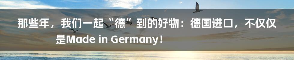 那些年，我们一起“德”到的好物：德国进口，不仅仅是Made in Germany！