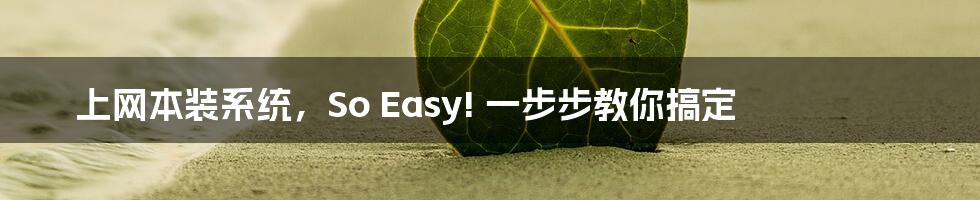 上网本装系统，So Easy! 一步步教你搞定