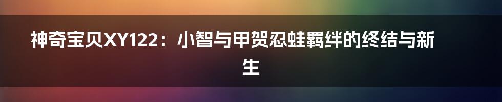 神奇宝贝XY122:小智与甲贺忍蛙羁绊的终结与新生