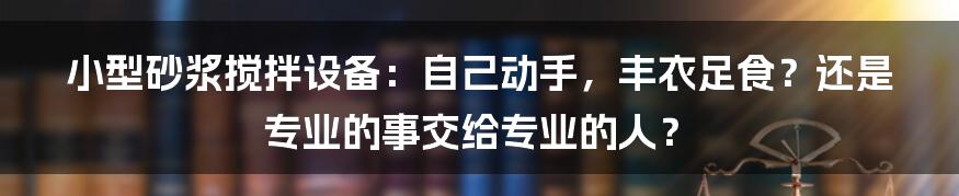 小型砂浆搅拌设备：自己动手，丰衣足食？还是专业的事交给专业的人？