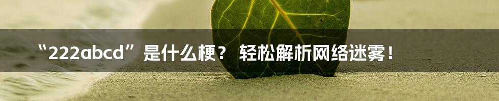 “222abcd”是什么梗? 轻松解析网络迷雾!