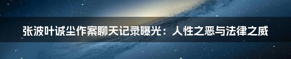 张波叶诚尘作案聊天记录曝光:人性之恶与法律之威