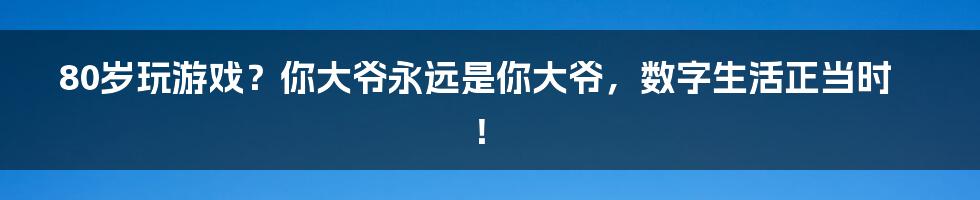 80岁玩游戏？你大爷永远是你大爷，数字生活正当时！