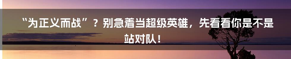“为正义而战”？别急着当超级英雄，先看看你是不是站对队！