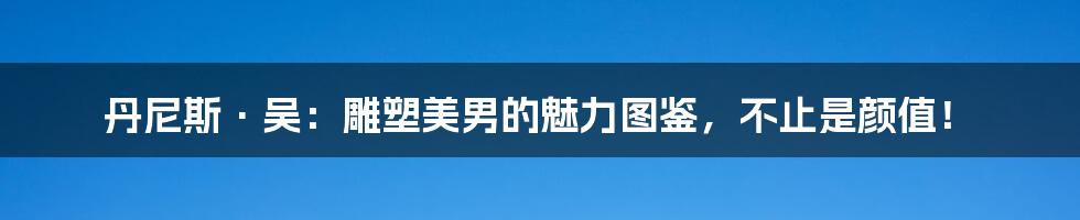 丹尼斯·吴:雕塑美男的魅力图鉴,不止是颜值!