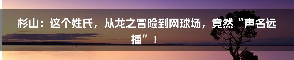 杉山：这个姓氏，从龙之冒险到网球场，竟然“声名远播”！