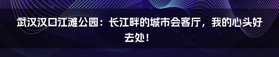 武汉汉口江滩公园:长江畔的城市会客厅,我的心头好去处!