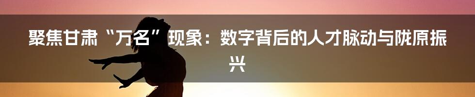 聚焦甘肃“万名”现象:数字背后的人才脉动与陇原振兴