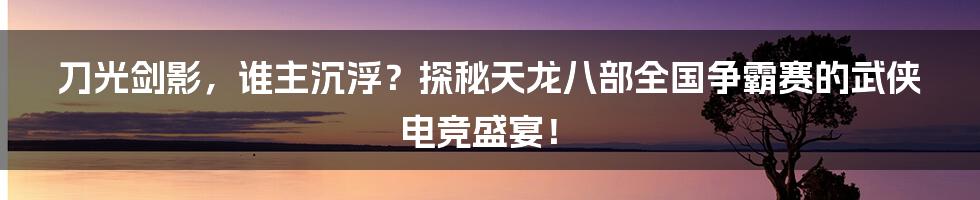 刀光剑影，谁主沉浮？探秘天龙八部全国争霸赛的武侠电竞盛宴！